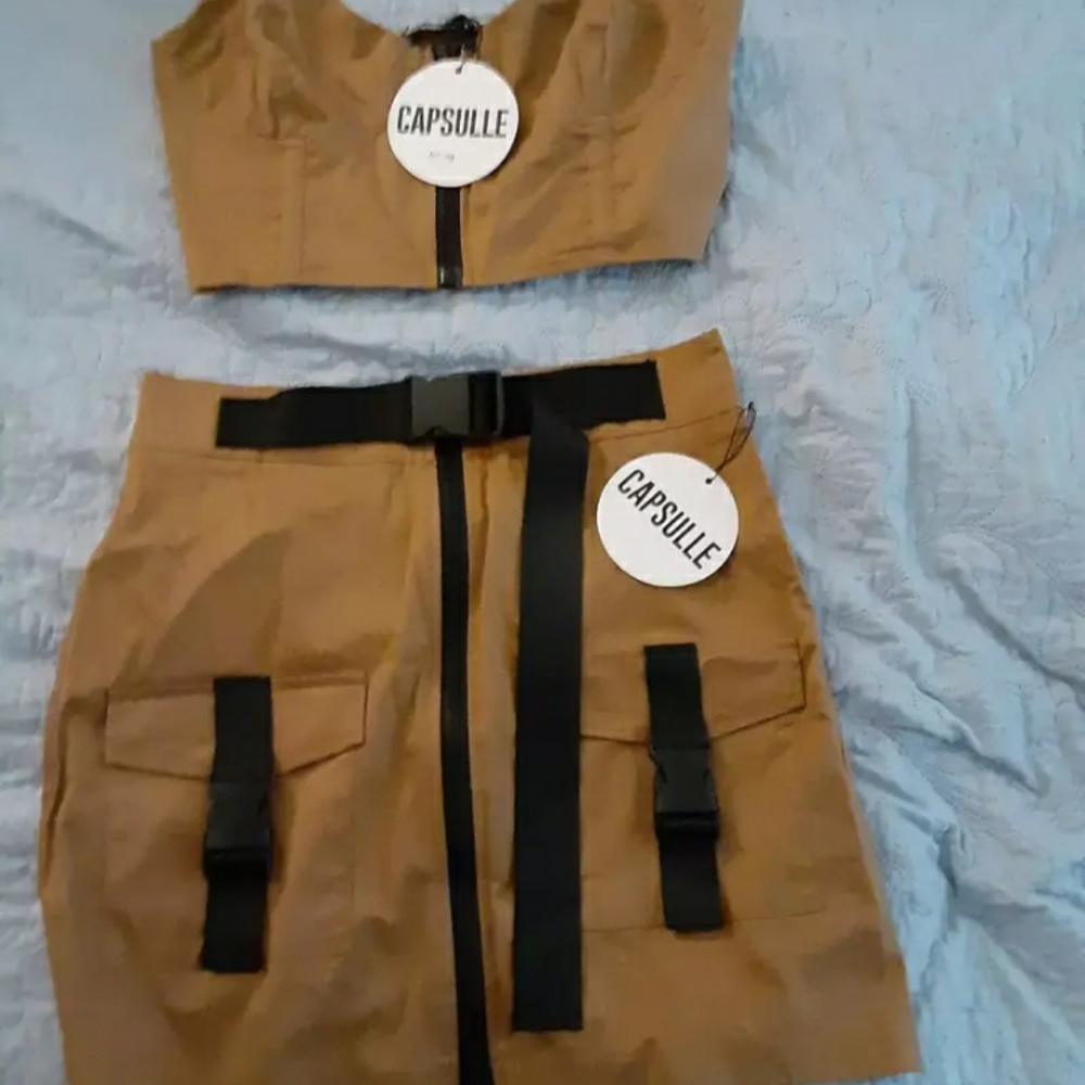 Crop top with matching skirt